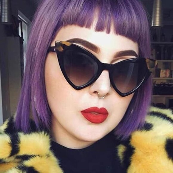 ? Women Black Retro Cat Eye Sunglasses Fashion Cateye Sun Glasses main image 7